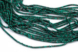 Natural Malachite Beads Full Strands-15.5 inches-Faceted Roundel 3mm and 4mm- Nice Size Hole- Diamond Cutting, High Facets