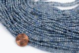 Kyanite Beads Full Strands-15.5 inches-3mm- Nice Size Hole- Diamond Cutting, High Facets-Nice and Sparkly-Faceted Round
