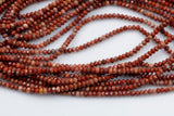 Red Jasper Beads Full Strands-15.5 inches-3x4mm- Nice Size Hole- Diamond Cutting, High Facets-Nice and Sparkly-Faceted Round