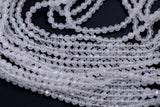 Natural Quartz- Beads Full Strands-15.5 inches- 2mm and 4mm- Nice Size Hole- Diamond Cutting, High Facets-Nice and Sparkly-Faceted Round