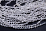 Natural Quartz- Beads Full Strands-15.5 inches- 2mm and 4mm- Nice Size Hole- Diamond Cutting, High Facets-Nice and Sparkly-Faceted Round