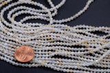 Golden Rutilated Quartz Beads Full Strands-15.5 inches-3mm- Nice Size Hole- Diamond Cutting, High Facets-Nice and Sparkly-Faceted Round