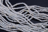 Natural Topaz Beads Full Strands-15.5 inches-3x4mm- Nice Size Hole- Diamond Cutting, High Facets-Nice and Sparkly-Faceted semi Round