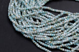 Natural Larimar - Beads Full Strands-15.5 inches- 2mm- Nice Size Hole- Diamond Cutting, High Facets-Nice and Sparkly-Faceted Cube