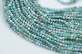 Natural Larimar - Full Strands-15.5 inches-3mm and 4mm- Nice Size Hole- Diamond Cutting, High Facets-Nice and Sparkly-Faceted Round