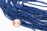Natural Lapis - Beads Full Strands-15.5 inches- 2mm- Nice Size Hole- Diamond Cutting, High Facets-Nice and Sparkly-Faceted Cube