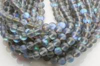 Gorgeous Gray Spectrolite Quartz Matt, High Quality in Round, 6mm, 8mm, 10mm, 12mm- Full Strand- 15.5 Inches AAA Quality
