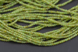Natural Peridot Faceted Cube Beads Size 2mm and 3mm 15.5" Strand
