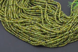 Natural Beautiful TINY 3mm SHARP CUT Peridot semi-round / roundel Gemstone Beads