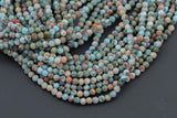 Natural Larimar - Full Strands-15.5 inches- 2mm and 4mm- Nice Size Hole- Diamond Cutting, High Facets-Nice and Sparkly-Faceted Round