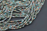 Natural Larimar - Full Strands-15.5 inches- 2mm and 4mm- Nice Size Hole- Diamond Cutting, High Facets-Nice and Sparkly-Faceted Round