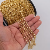 3mm Rectangle Chain Ion Plated Brass Chain - Tarnish Resistant Wholesale 1 yard per order