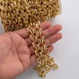 7x10mm Oval Rolo Chain Ion Plated Brass Chain - Tarnish Resistant Wholesale 1 yard per order