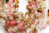 Natural Strawberry Quartz, High Quality in Faceted Round-6mm, 8mm, 10mm, 12mm- Wholesale Bulk or Single Strand! AAA Quality Gemstone Beads