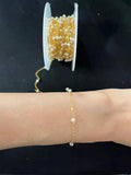 Genuine Freshwater 3mm Pearl with 25mm spacing on 14k Gold Filled 1.5mm Cable Chain, permanent jewelry chain, wholesale chain