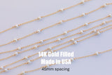 Genuine Freshwater Pearl 3mm pearl with 2 inches spacing 14k Gold Filled 1.5mm Cable Chain, permanent jewelry chain, wholesale chain