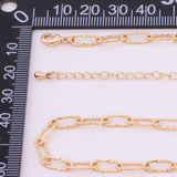16" Hammered Paperclip Necklace 14k Gold Plated Ion Silver Necklace Hammered Paperclip Necklace 4x11mm