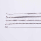 16" Silver Necklace Charm Bar Necklace Cuban Curb Chain Necklace 4 Size