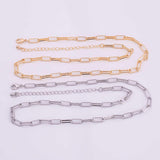 16" 14k Gold Plated Ion Necklace Charm Bar Necklace Paperclip Chain Necklace Rolo Style 4x11mm