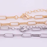 16" 14k Gold Plated Ion Necklace Charm Bar Necklace Paperclip Chain Necklace Rolo Style 4x11mm