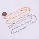 16" 14k Gold Plated Ion Necklace Charm Bar Necklace Paperclip Chain Necklace Rolo Style 4x11mm