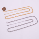 18" 14k Gold Plated Ion Silver Necklace Charm Bar Necklace Cuban Curb Chain Necklace 3.5mm