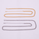 18" 14k Gold Plated Ion Silver Necklace Charm Bar Necklace Cuban Curb Chain Necklace 3.5mm
