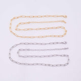 16" 14k Gold PVD Ion Plated Necklace Charm Bar Necklace Paperclip Necklace 4x10mm
