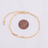 18k Gold Filled Charm Bar Bracelet Small Paperclip Bracelet