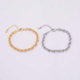 14k Gold PVD Ion Plated Charm Bar Bracelet Sturdy Oval Bracelet 6mm