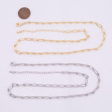 18" 18k Gold pvd Ion Plated Necklace Charm Bar Necklace Paperclip Long and Short Necklace 4mm