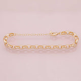 Charm Bar Bracelet Gold Silver Bracelet Oval Rolo Chain 6x8mm