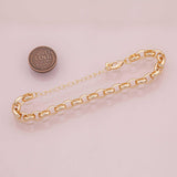 Charm Bar Bracelet Gold Silver Bracelet Oval Rolo Chain 6x8mm