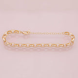 Charm Bar Bracelet Gold Silver Bracelet Oval Rolo Chain 6x8mm