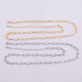 18" Paperclip Necklace Rolo Style 4mm 14k Gold PVD Ion Plated Silver Necklace Charm Bar Necklace