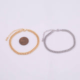 Cuban Bracelet 14k Gold PVD Ion Plated Charm Bar Bracelet Cuban Curb Chain Bracelet 4.5mm