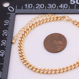 Cuban Bracelet 14k Gold PVD Ion Plated Charm Bar Bracelet Cuban Curb Chain Bracelet 4.5mm