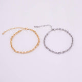 14k Gold PVD Ion Plated Charm Bar Bracelet Faceted Oval Link Bracelet 4x5.4mm