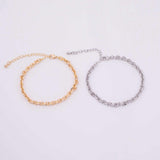 14k Gold PVD Ion Plated Charm Bar Bracelet Faceted Oval Link Bracelet 4x5.4mm