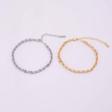 14k Gold PVD Ion Plated Charm Bar Bracelet Faceted Oval Link Bracelet 4x5.4mm