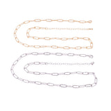 18" Silver Necklace Hammered Paperclip Necklace 4x11mm 14k Gold PVD Ion Plated