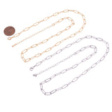18" Silver Necklace Hammered Paperclip Necklace 4x11mm 14k Gold PVD Ion Plated