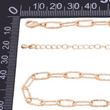 18" Silver Necklace Hammered Paperclip Necklace 4x11mm 14k Gold PVD Ion Plated