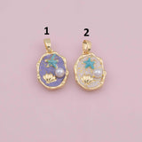 Enamel Flower Freshwater Charm 18K Gold Filled Charm for Charm Bar Bracelets Necklaces Charms Gold Filled Charms Minimalist CZ Pave