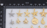 Star Fish Sea Shell Ocean Beach Mixed Charm Selection 18K Gold Filled Charm for Charm Bar Bracelets Necklaces Charms Gold Filled Charms Mini