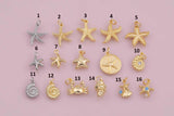 Star Fish Sea Shell Ocean Beach Mixed Charm Selection 18K Gold Filled Charm for Charm Bar Bracelets Necklaces Charms Gold Filled Charms Mini