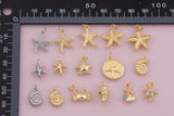 Star Fish Sea Shell Ocean Beach Mixed Charm Selection 18K Gold Filled Charm for Charm Bar Bracelets Necklaces Charms Gold Filled Charms Mini