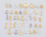 Mixed Charm Selection 18K Gold Filled Charm for Charm Bar Bracelets Necklaces Charms Gold Filled Charms Minimalist CZ Pave