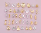 Mixed Charm Selection 18K Gold Filled Charm for Charm Bar Bracelets Necklaces Charms Gold Filled Charms Minimalist CZ Pave