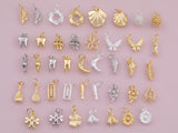 Mixed Charm Selection 18K Gold Filled Charm for Charm Bar Bracelets Necklaces Charms Gold Filled Charms Minimalist CZ Pave
